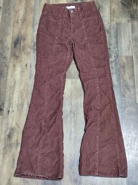 No Boundaries Corduroy Flare Pants in Brick Red